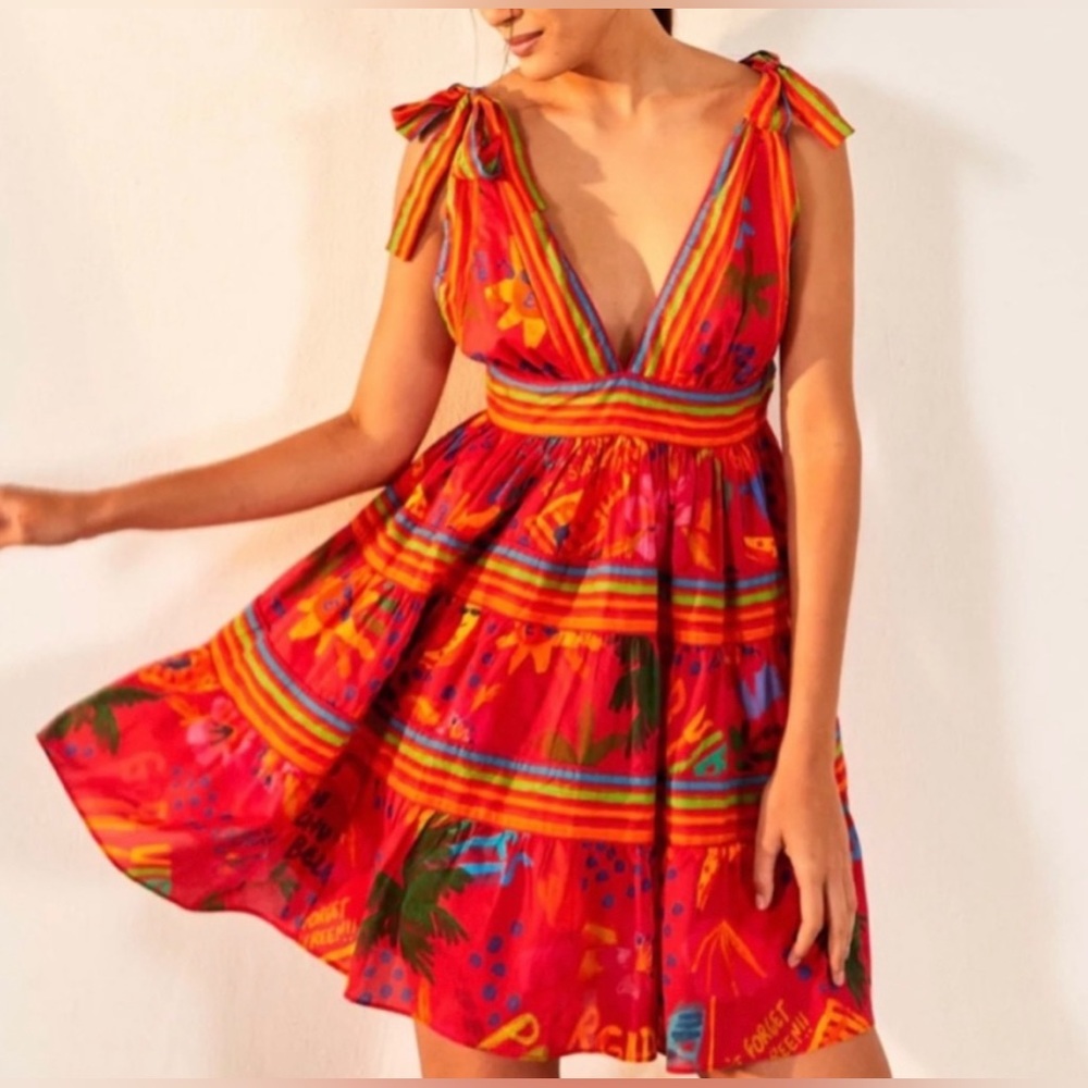 NWT FARM RIO Red Good Vibes Mini Dress